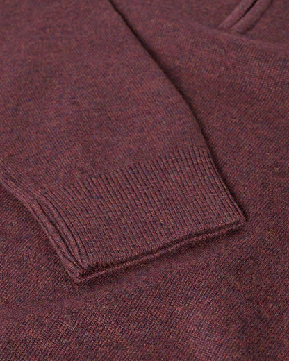 Johnstons of Elgin AW25 Men's Knitwear Damson Classic Cashmere Purple Zip Neck Jumper KAP05695HE7064
