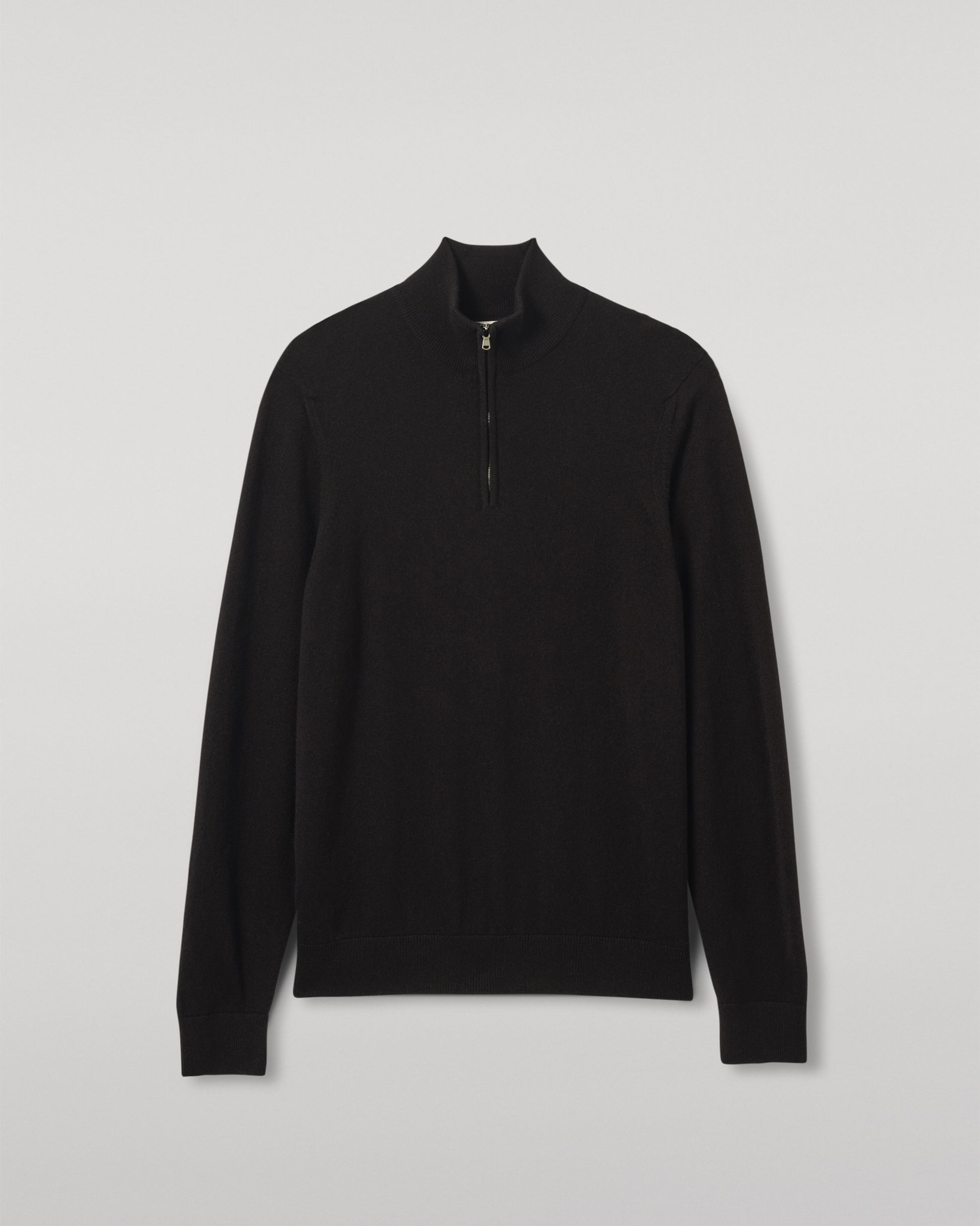 Johnstons of Elgin Men's Knitwear Rory Black Classic Cashmere Black Zip Neck Jumper KAP05695SA7210