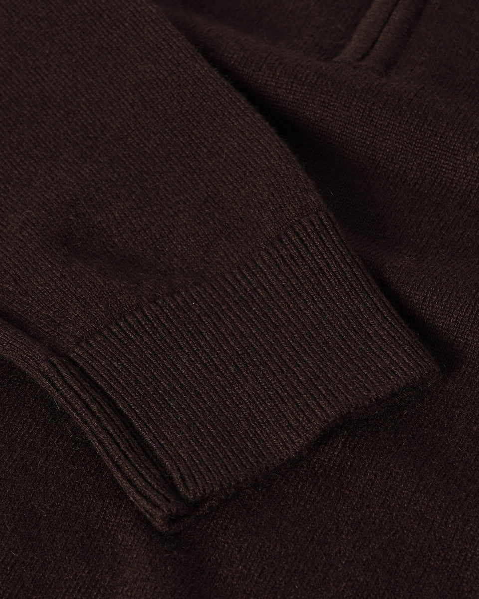 Johnstons of Elgin AW25 Men's Knitwear Molasses Classic Cashmere Brown Zip Neck Jumper KAP05695SB7290