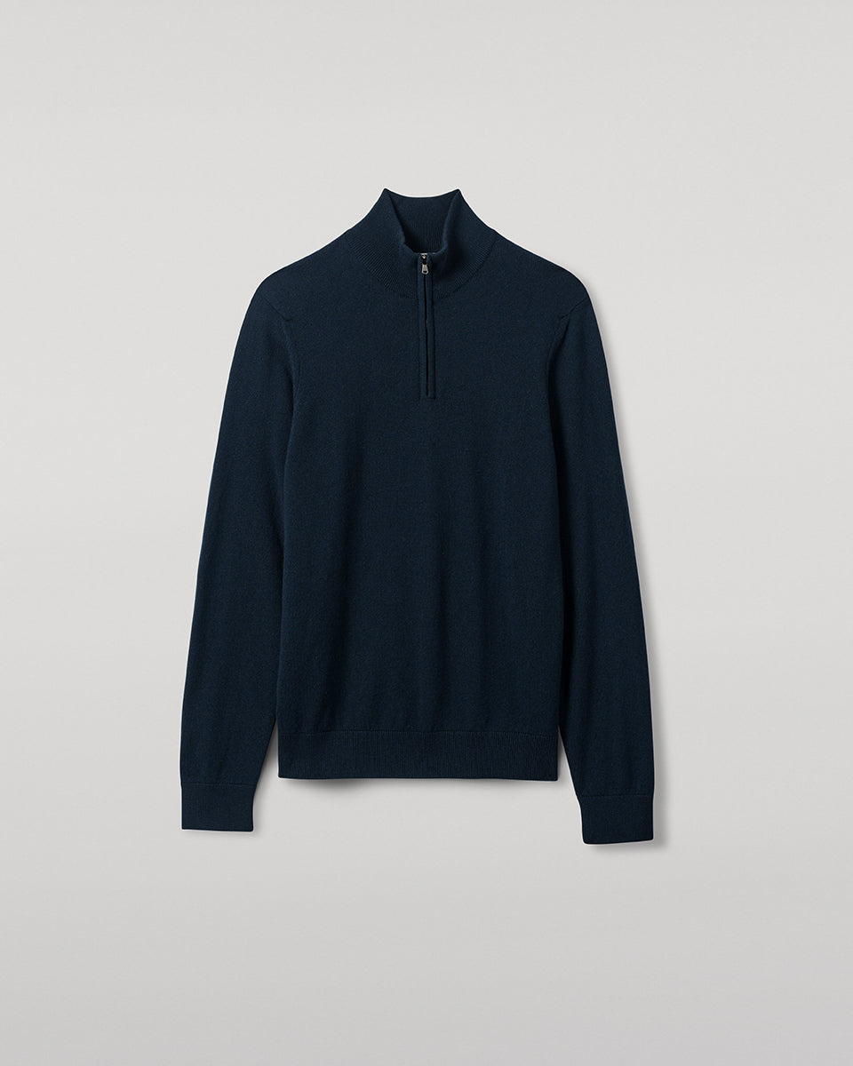 Johnstons of Elgin AW25 Men's Knitwear Bottle Green Classic Cashmere Green Zip Neck Jumper KAP05695SC7341