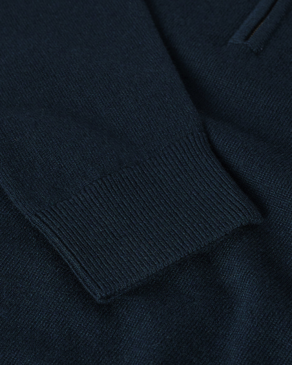 Johnstons of Elgin AW25 Men's Knitwear Bottle Green Classic Cashmere Green Zip Neck Jumper KAP05695SC7341