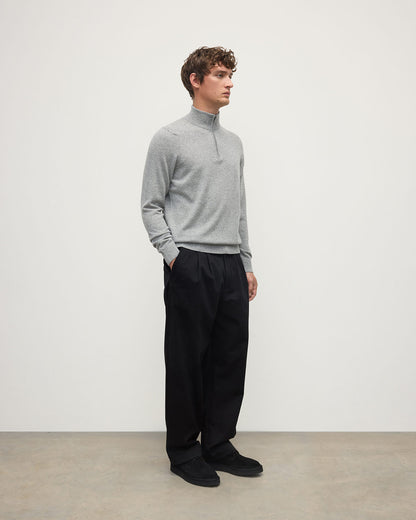 Johnstons of Elgin AW25 Men's Knitwear Light Grey Classic Cashmere Grey  Zip Neck Jumper KAP05695HA0308