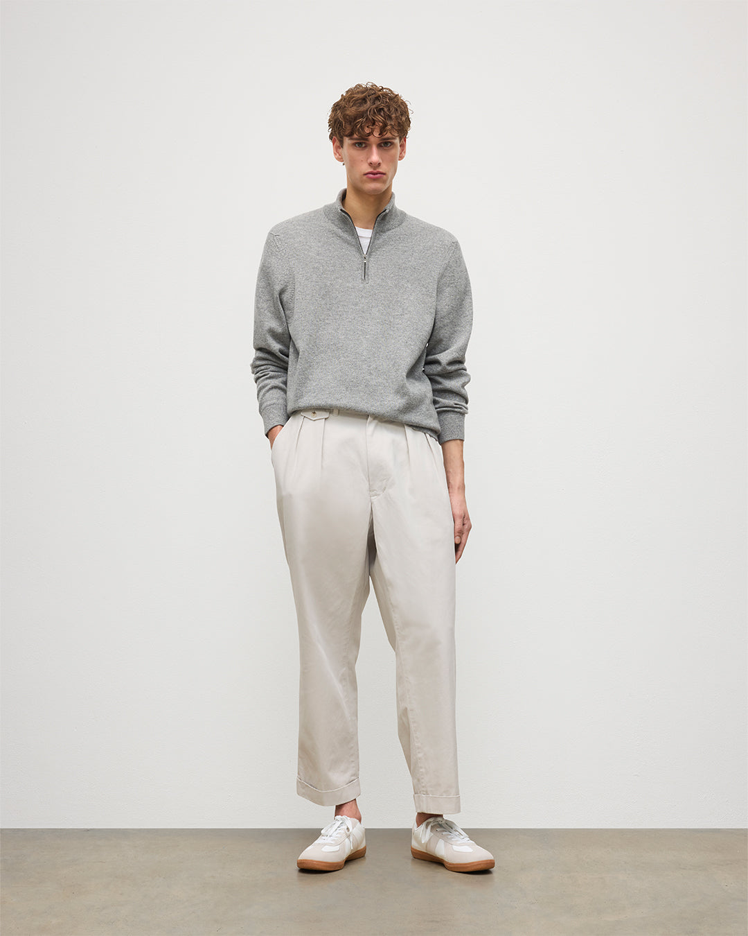 JOHNSTONS OF ELGIN MENS RORY CLASSIC HALF ZIP CLASSIC SWEATER 100% CASHMERE KAP05695HA0400