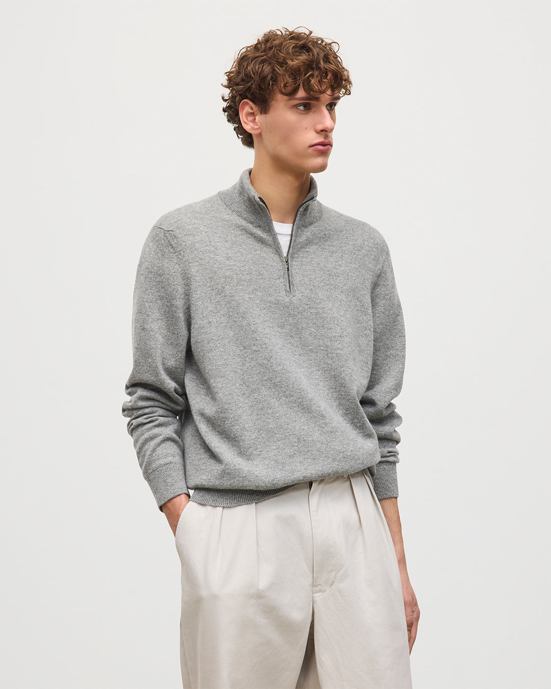 JOHNSTONS OF ELGIN MENS RORY CLASSIC HALF ZIP CLASSIC SWEATER 100% CASHMERE KAP05695HA0400