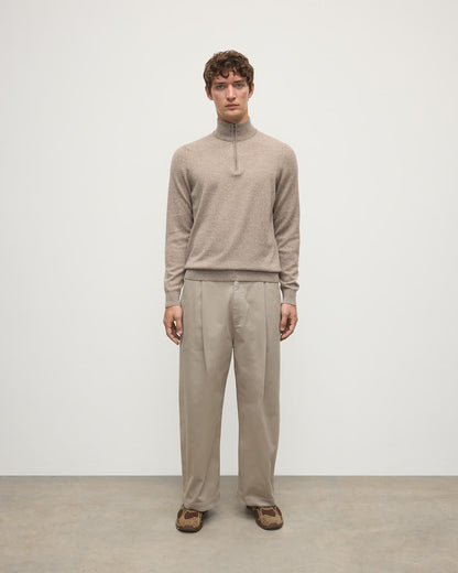 Johnstons of Elgin AW25 Men's Knitwear Ash Classic Cashmere Brown Zip Neck Jumper KAP05695HB4334