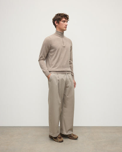 Johnstons of Elgin AW25 Men's Knitwear Ash Classic Cashmere Brown Zip Neck Jumper KAP05695HB4334