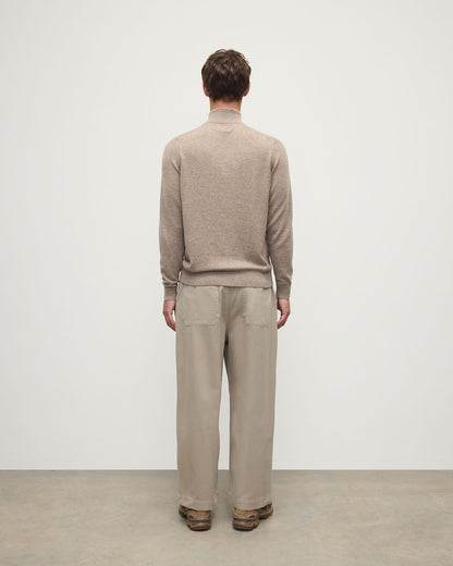 Johnstons of Elgin AW25 Men's Knitwear Ash Classic Cashmere Brown Zip Neck Jumper KAP05695HB4334