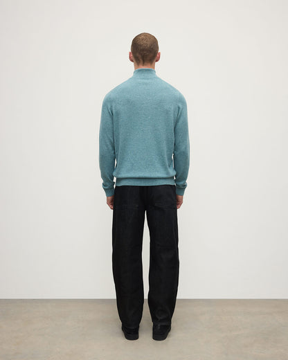 Johnstons of Elgin AW25 Men's Knitwear Seascape Classic Cashmere Green Zip Neck Jumper KAP05695HC0038