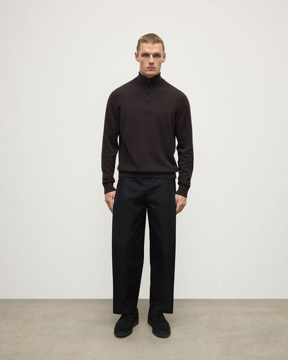 Johnstons of Elgin AW25 Men's Knitwear Molasses Classic Cashmere Brown Zip Neck Jumper KAP05695SB7290