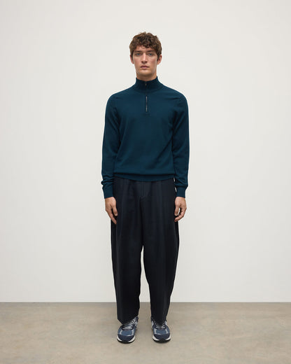 Johnstons of Elgin AW25 Men's Knitwear Bottle Green Classic Cashmere Green Zip Neck Jumper KAP05695SC7341