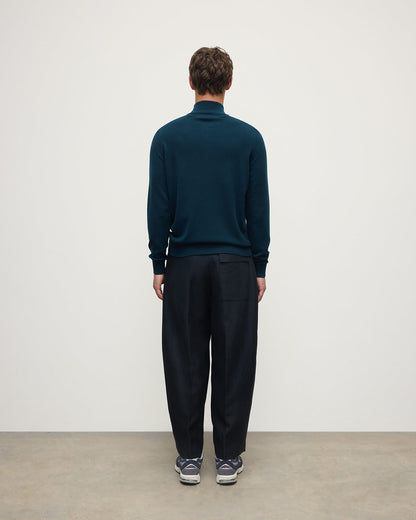 Johnstons of Elgin AW25 Men's Knitwear Bottle Green Classic Cashmere Green Zip Neck Jumper KAP05695SC7341