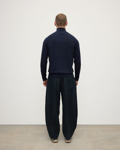 Johnstons of Elgin AW25 Men's Knitwear Dark Navy Classic Cashmere Navy Zip Neck Jumper KAP05695SD7666