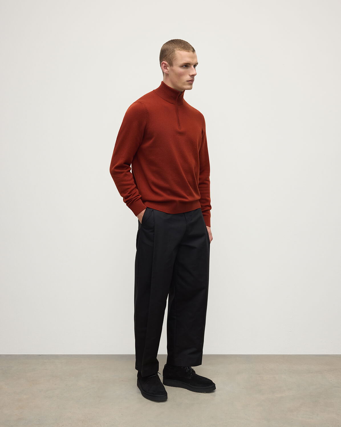 Oxblood Classic Cashmere Zip Neck Jumper | Made In Scotland