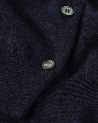 JOHNSTONS OF ELGIN WOMENS IRIS CLASSIC CREW CARDIGAN NAVY 100% CASHMERE KAP05704HD7350