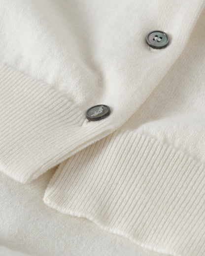 JOHNSTONS OF ELGIN WOMENS IRIS CLASSIC CREW CARDIGAN WHITE 100% CASHMERE KAP05704SA0606