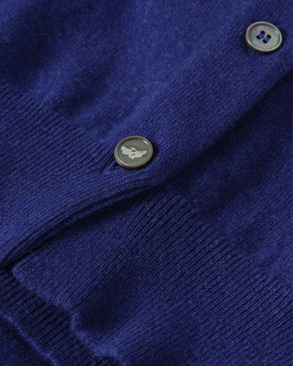 JOHNSTONS OF ELGIN WOMENS IRIS CLASSIC CREW CARDIGAN BLUE 100% CASHMERE KAP05704SD5326