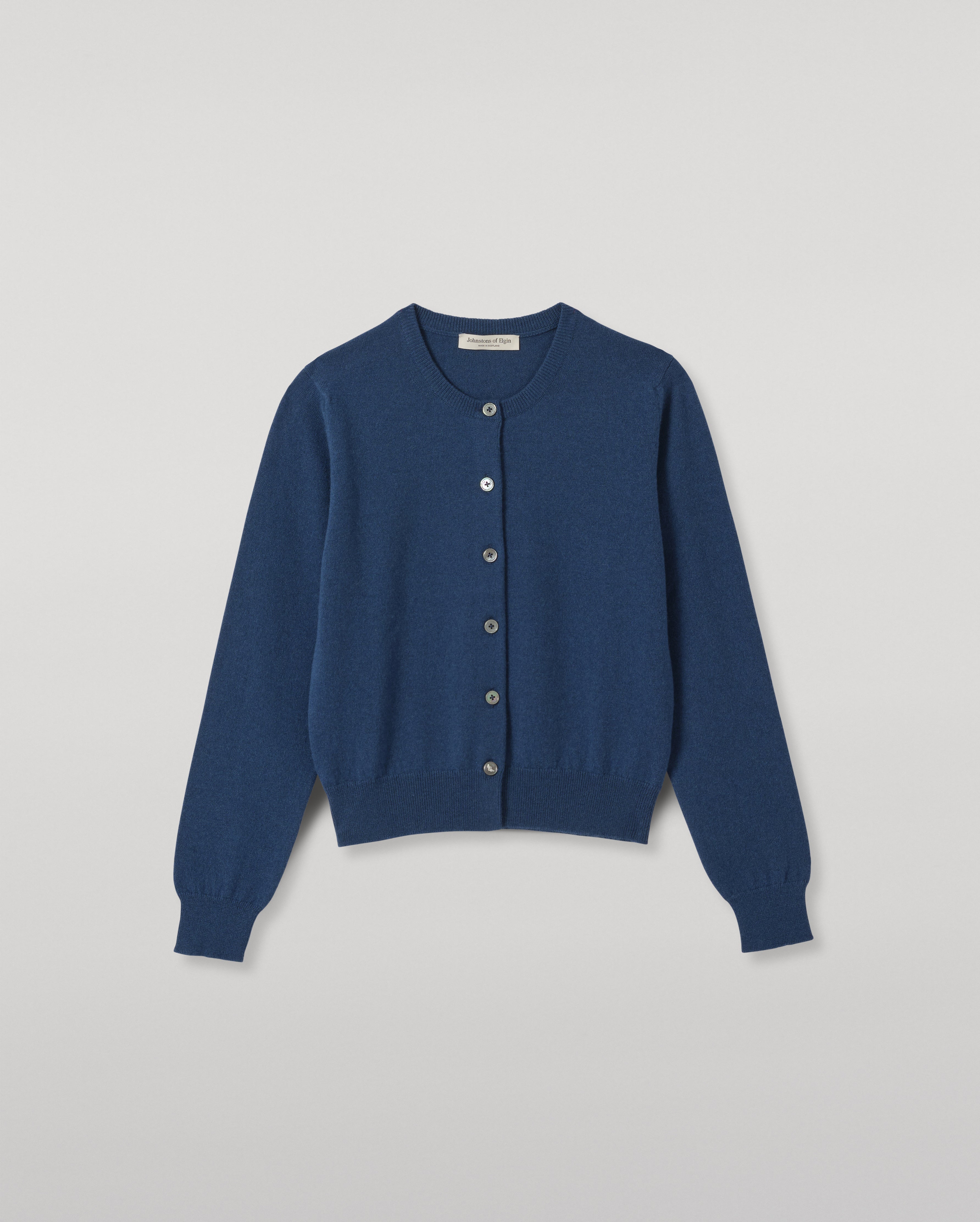 Iris Adelphi Blue Classic Cashmere Cardigan | Made in Scotland