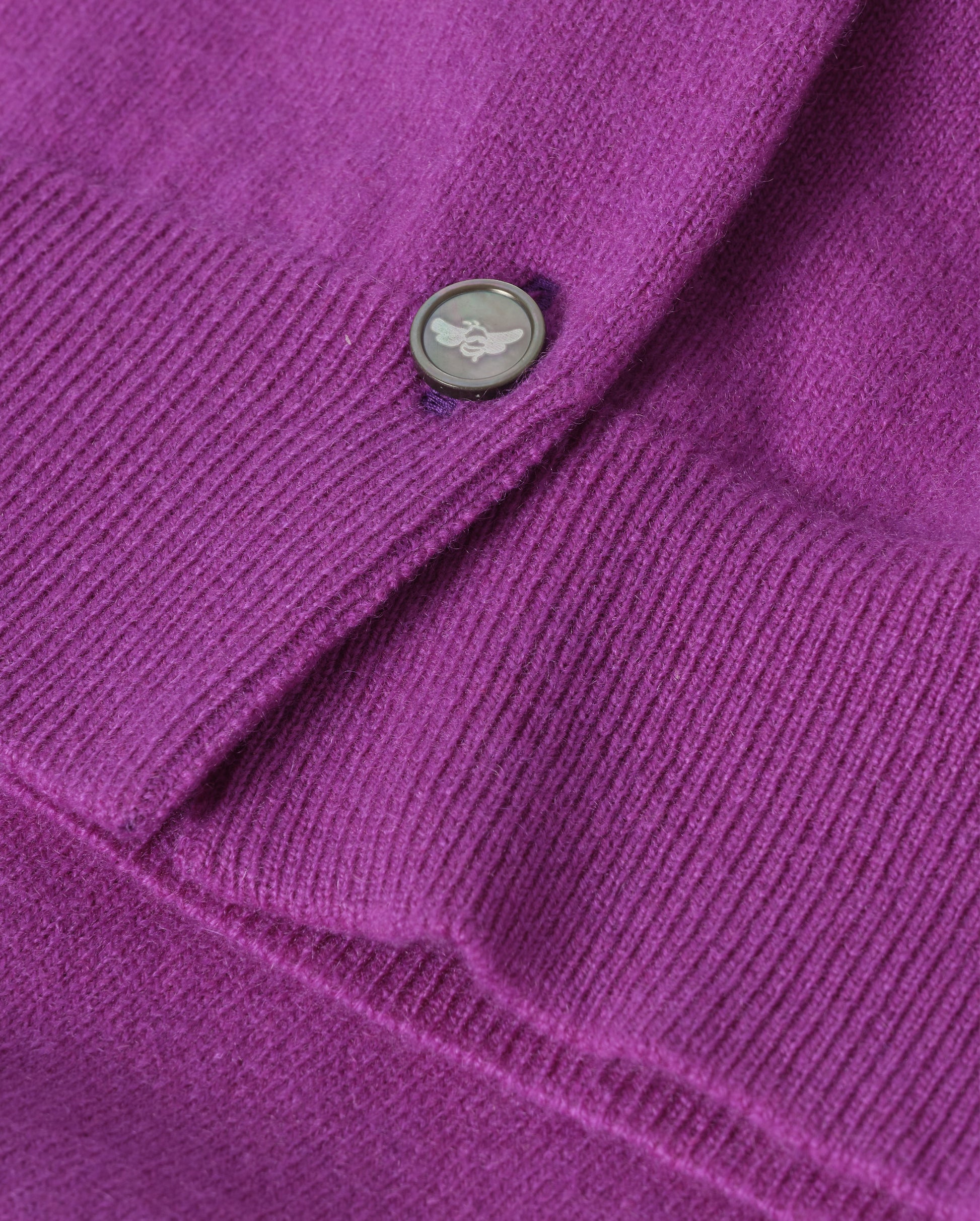 JOHNSTONS OF ELGIN IRIS CREW CARDIGAN PETITE CASHMERE ROUND NECK CARDIGAN - 2 PLY PURPLE 100% CASHMERE KAP05704SD5371