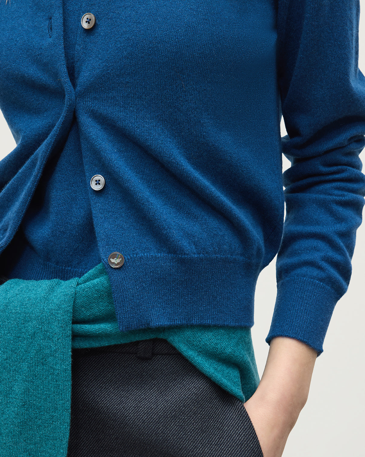 Iris Adelphi Blue Classic Cashmere Cardigan | Made in Scotland