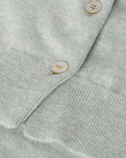 JOHNSTONS OF ELGIN WOMENS IRIS CLASSIC CREW CARDIGAN LIGHT GREEN 100% CASHMERE KAP05704HC0047