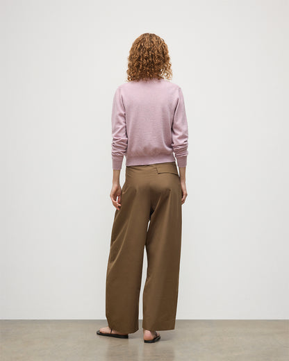 JOHNSTONS OF ELGIN WOMENS IRIS CLASSIC CREW CARDIGAN PINK 100% CASHMERE KAP05704HE0071