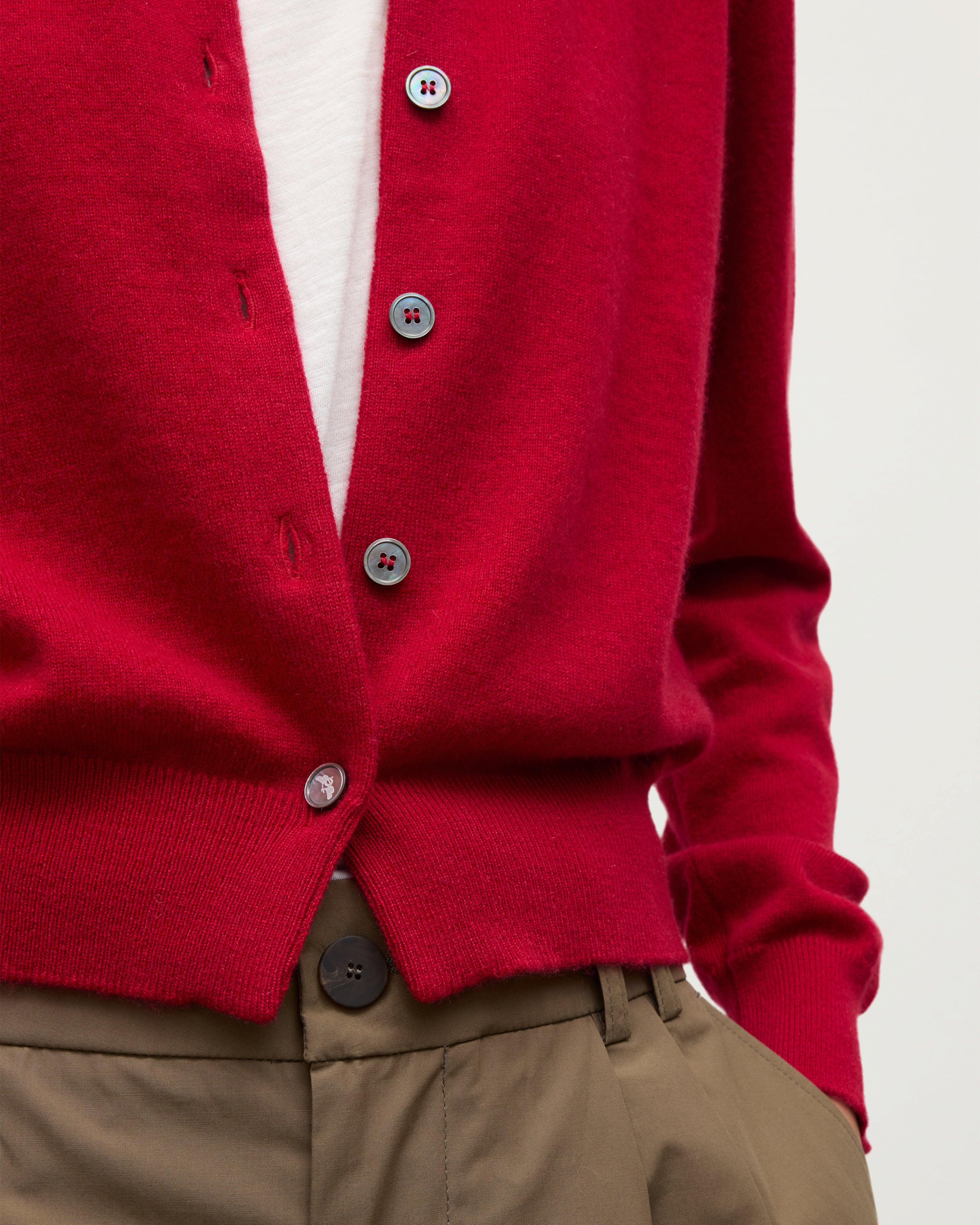 Iris Red Classic Cashmere Cardigan | Luxury Women's Knitwear