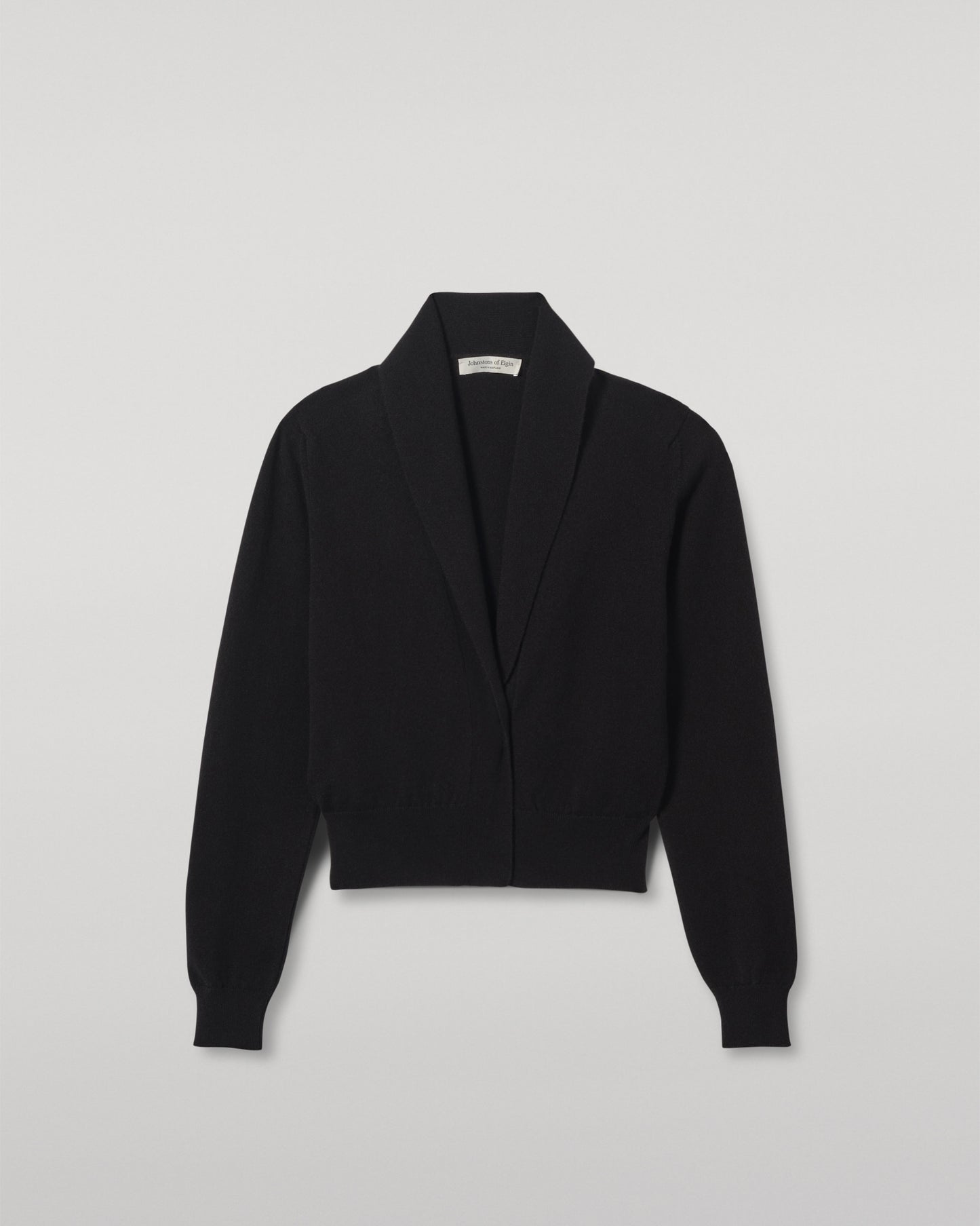 JOHNSTONS OF ELGIN WOMENS CRATHIE SHAWL CARDIGAN BLACK 100% CASHMERE KAP05707SA7210