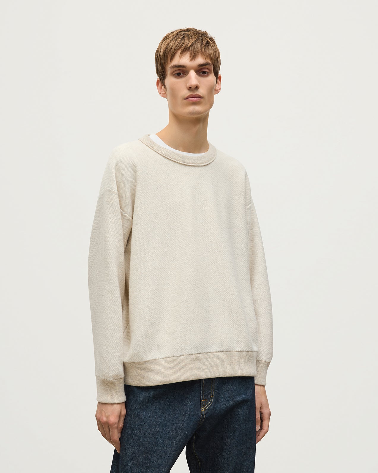 Liddell Natural Cashmere Crew Neck Sweatshirt | Made in Scotland