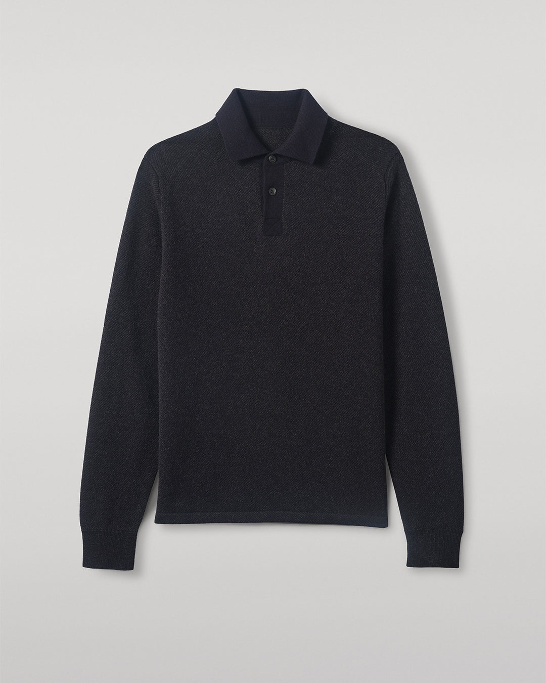 JOHNSTONS OF ELGIN MENS TWEEL RUGBY SHIRT NAVY & DARK GREY 100% CASHMERE KAP05727Q25937