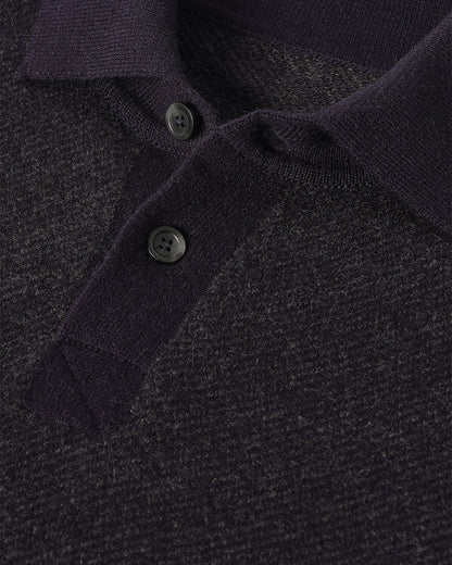 JOHNSTONS OF ELGIN MENS TWEEL RUGBY SHIRT NAVY & DARK GREY 100% CASHMERE KAP05727Q25937