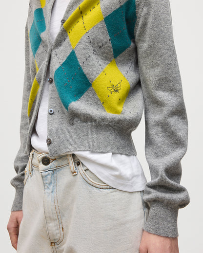 JOHNSTONS OF ELGIN WOMENS CLAN CREW CARDIGAN GREY 100% CASHMERE KAP05731JU1604