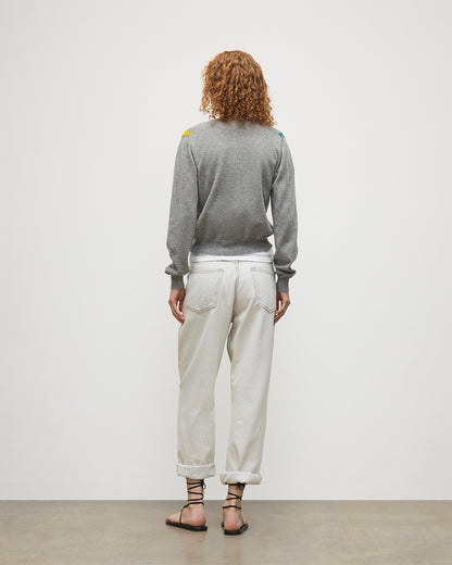 JOHNSTONS OF ELGIN WOMENS CLAN CREW CARDIGAN GREY 100% CASHMERE KAP05731JU1604