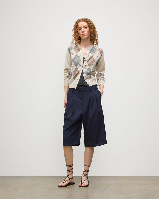 JOHNSTONS OF ELGIN WOMENS CLAN CREW CARDIGAN NATURAL  100% CASHMERE KAP05731JU1605