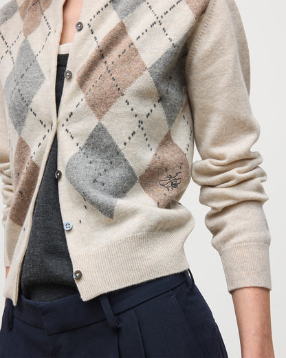 JOHNSTONS OF ELGIN WOMENS CLAN CREW CARDIGAN NATURAL  100% CASHMERE KAP05731JU1605