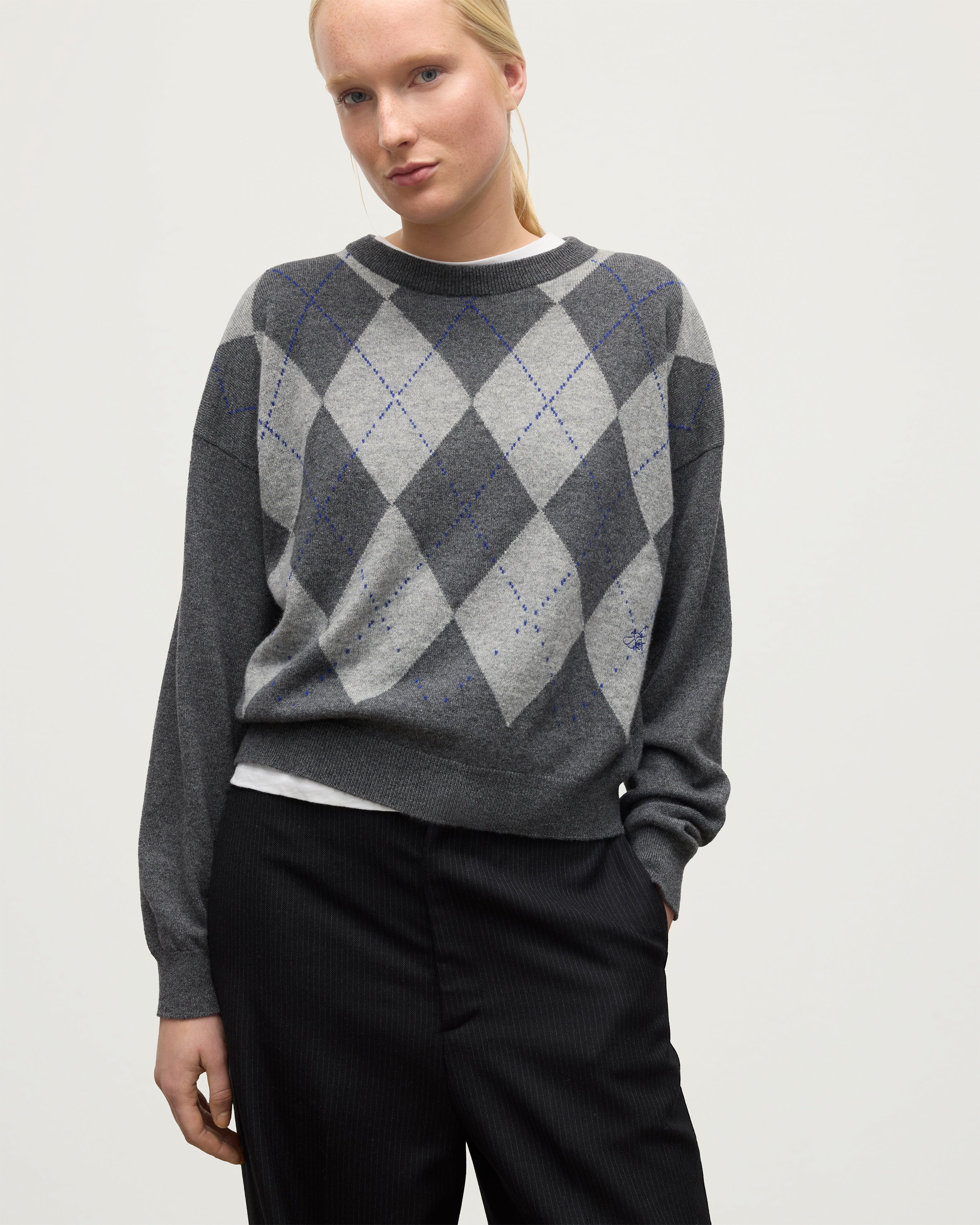 クラングレー アーガイル ボーイフレンド カシミア ジャンパー