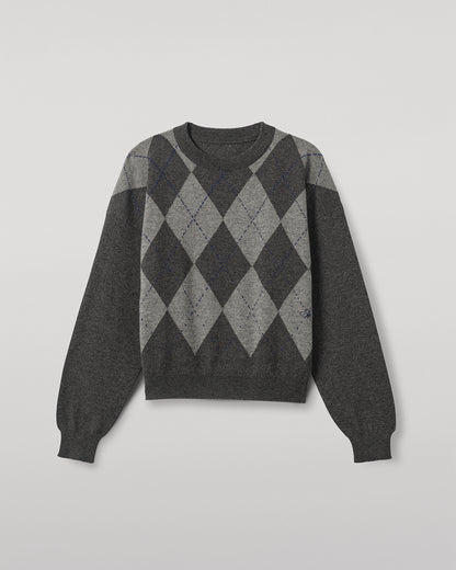 JOHNSTONS OF ELGIN WOMENS CLAN SLOUCH CREW GREY 100% CASHMERE KAP05732JU1607