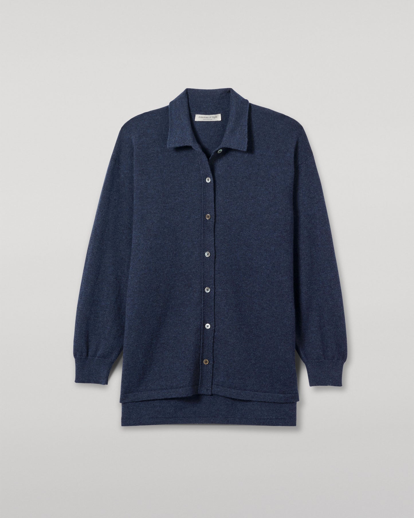 JOHNSTONS OF ELGIN WOMENS MUNRO SHIRT NAVY 100% CASHMERE KAP05765HD7350