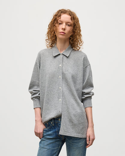 JOHNSTONS OF ELGIN WOMENS MUNRO SHIRT LIGHT GREY 100% CASHMERE KAP05765HA0308