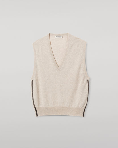 JOHNSTONS OF ELGIN WOMENS TILDA SLEEVELESS VEE NATURAL 100% CASHMERE KAP05767Q25969