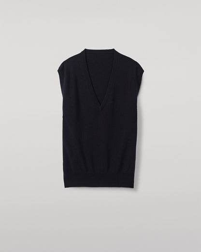 JOHNSTONS OF ELGIN WOMENS TILDA SLEEVELESS VEE NAVY 100% CASHMERE  KAP05767Q25968