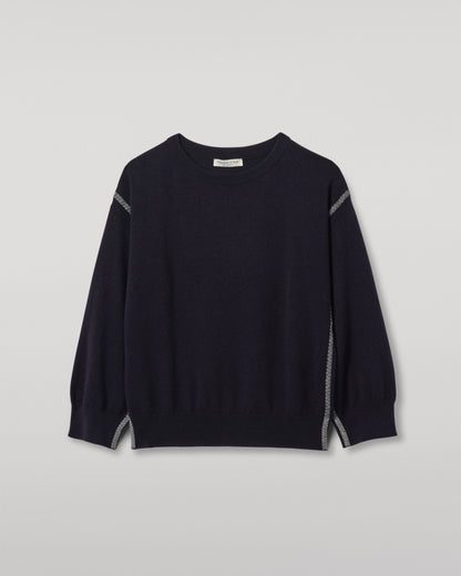 JOHNSTONS OF ELGIN WOMENS TILDA CREW SWEATER NAVY KAP05768Q25971