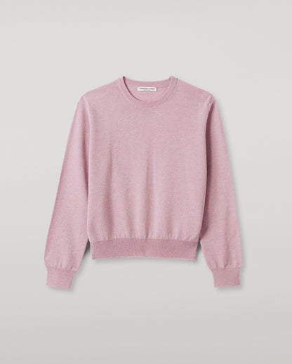 JOHNSTONS OF ELGIN WOMENS LUNAN CLASSIC CREW SWEATER PINK 100% CASHMERE WITH REEL BLACK CASHMERE BANDANA KAP05784HE0071