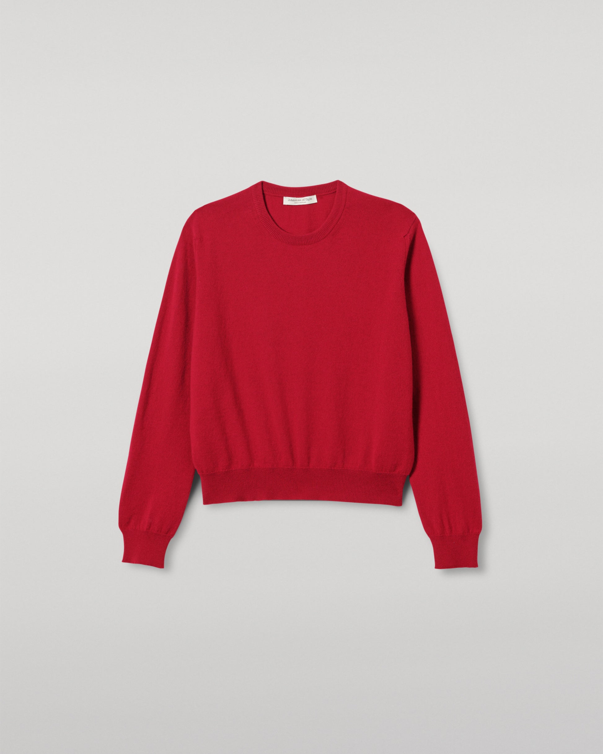JOHNSTONS OF ELGIN WOMENS LUNAN CLASSIC CREW SWEATER RED KAP05784SE5325