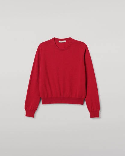 JOHNSTONS OF ELGIN WOMENS LUNAN CLASSIC CREW SWEATER RED KAP05784SE5325