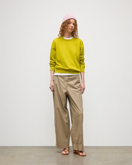 JOHNSTONS OF ELGIN WOMENS LUNAN CLASSIC CREW SWEATER YELLOW 100% CASHMERE KAP05784SC4716