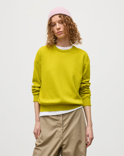 JOHNSTONS OF ELGIN WOMENS LUNAN CLASSIC CREW SWEATER YELLOW 100% CASHMERE KAP05784SC4716