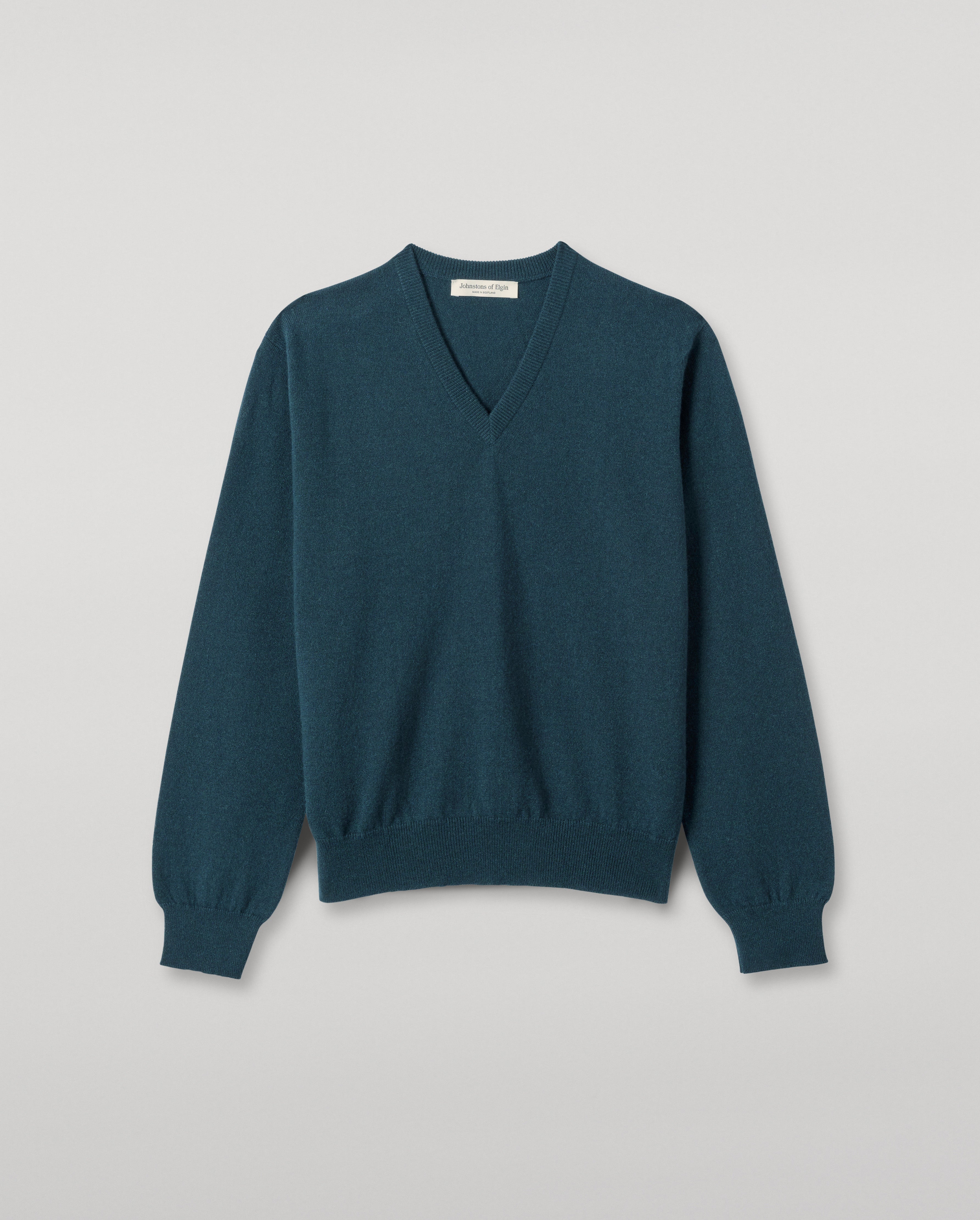 Lunan Bottle Green Cashmere V Neck Jumper | Made In Scotland