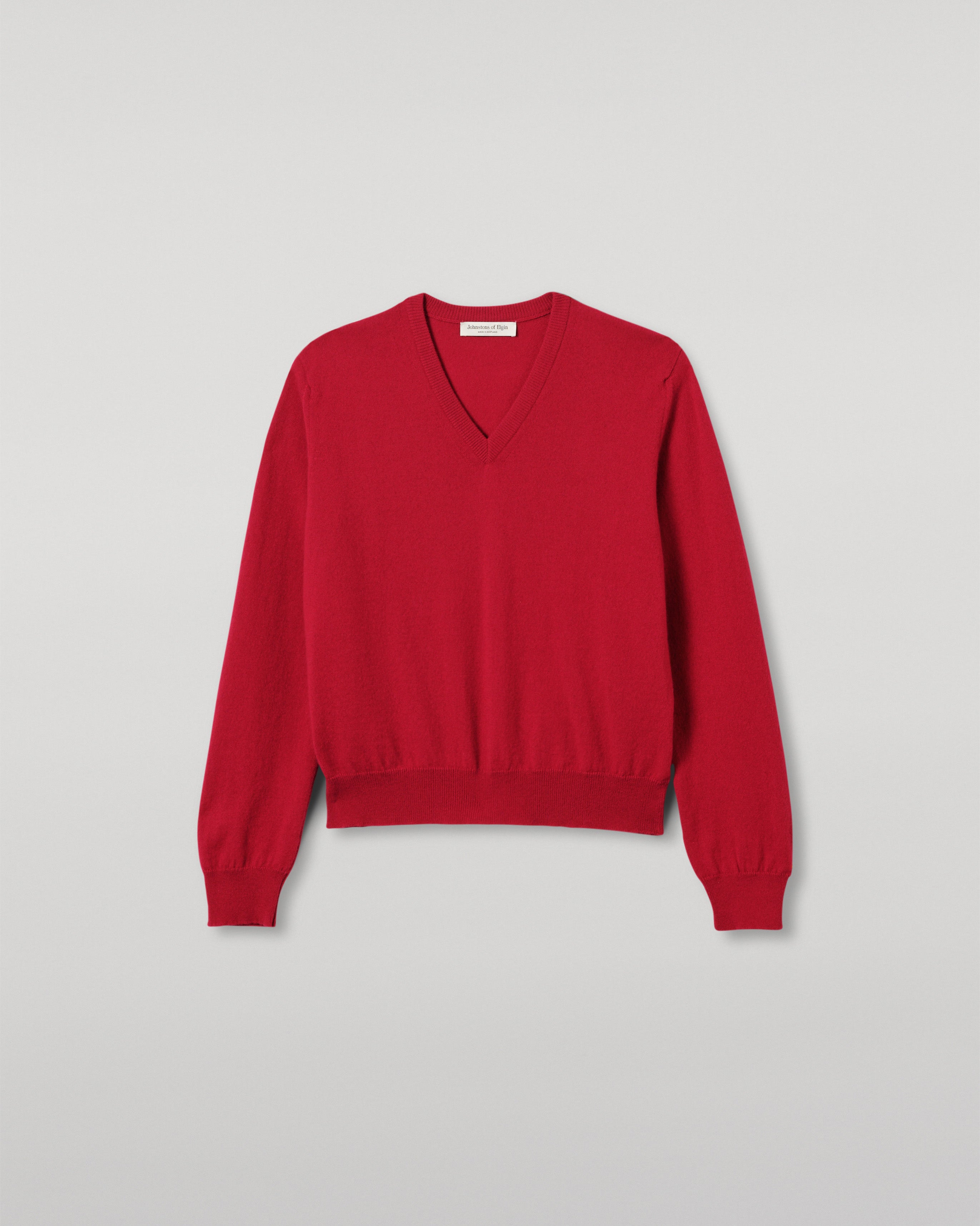 Lunan Red Classic V Neck Jumper | Luxury Scottish Cashmere