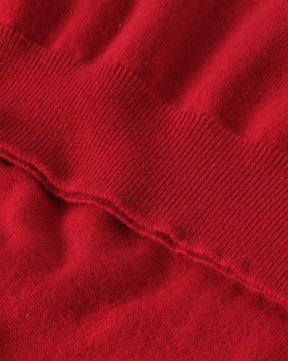 JOHNSTONS OF ELGIN WOMENS LUNAN CLASSIC VEE SWEATER RED 100% CASHMERE KAP05807SE5325