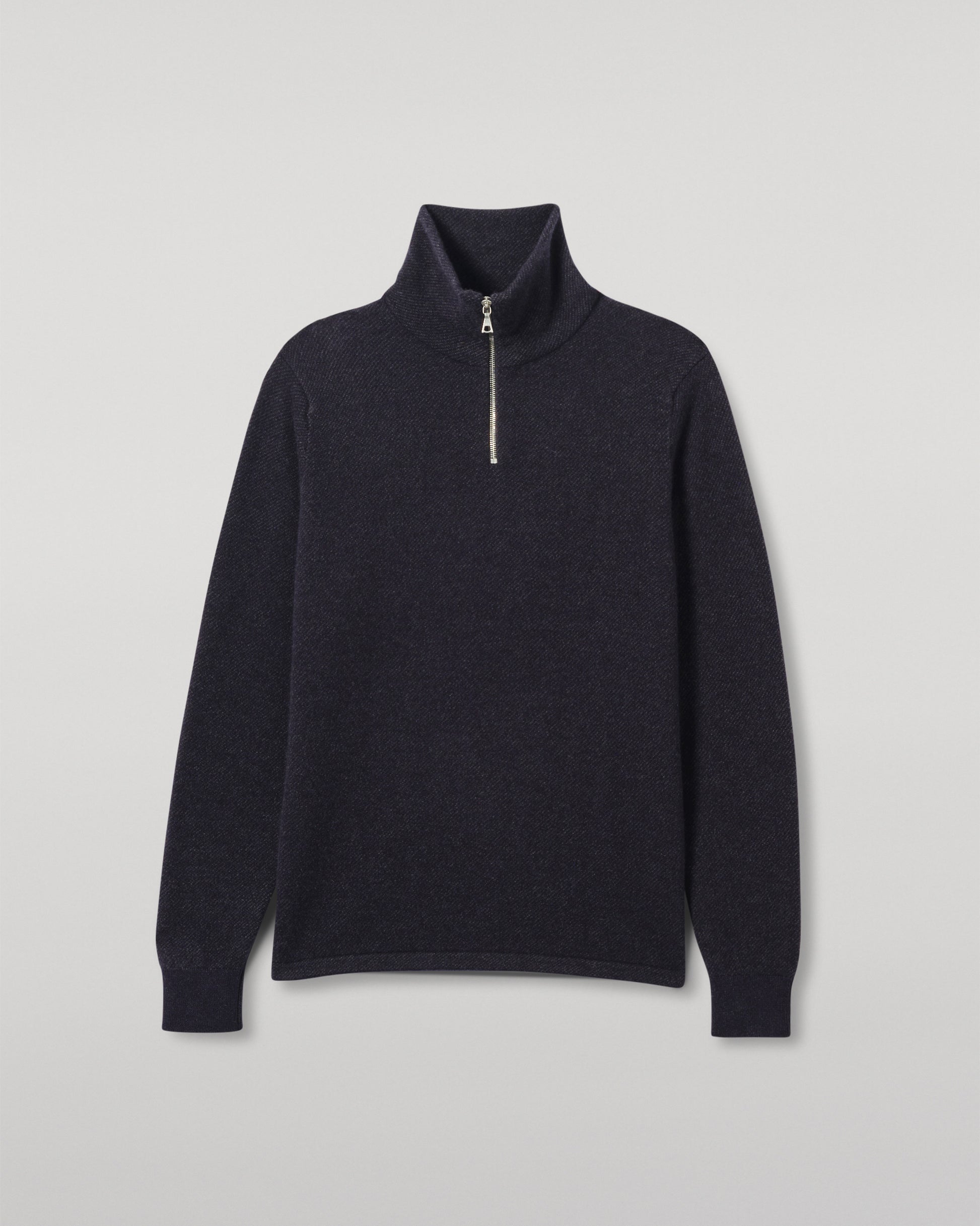 JOHNSTONS OF ELGIN MENS TWEEL HALF ZIP SWEATER NAVY & DARK GREY 100% CASHMERE KAP05832Q25934